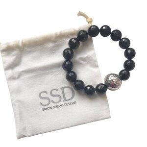 Simon Sebbag .925 Sterling Silver Black Onyx Stretch Bracelet